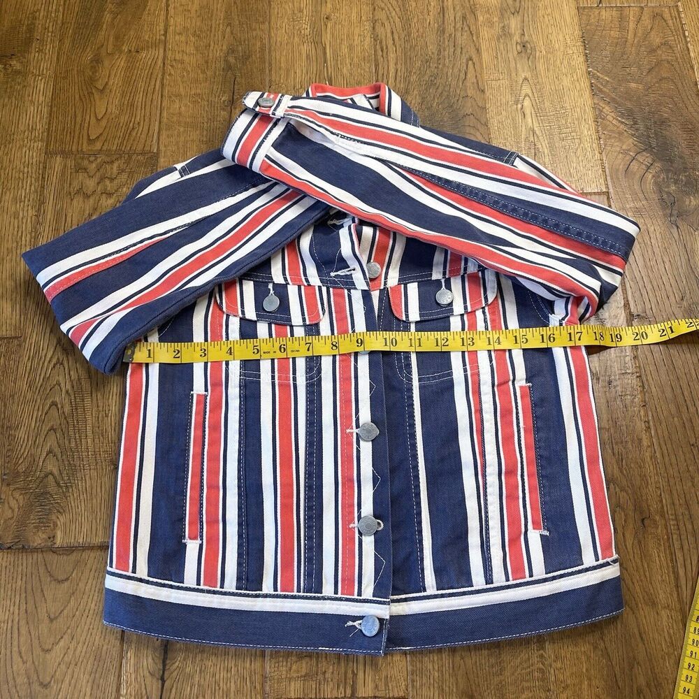 BDG Urban Outfitters Striped Denim Jacket Red White Blue Patriotic Size Small - Picture 4 of 6